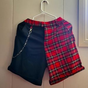 Hot Topic Red and Black Split Shorts